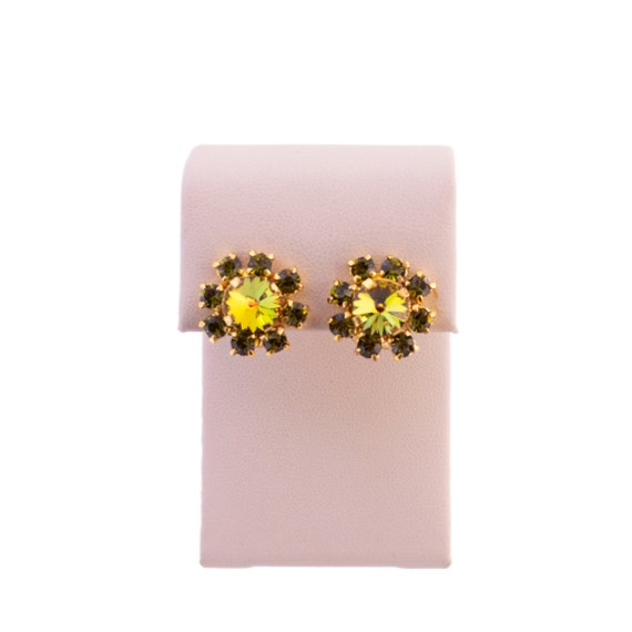 Austrian Green Rhinestone Earrings - image 1