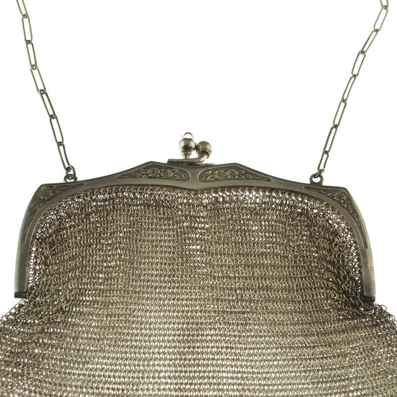 Silver Chain Mail Purse Victorian - Gem