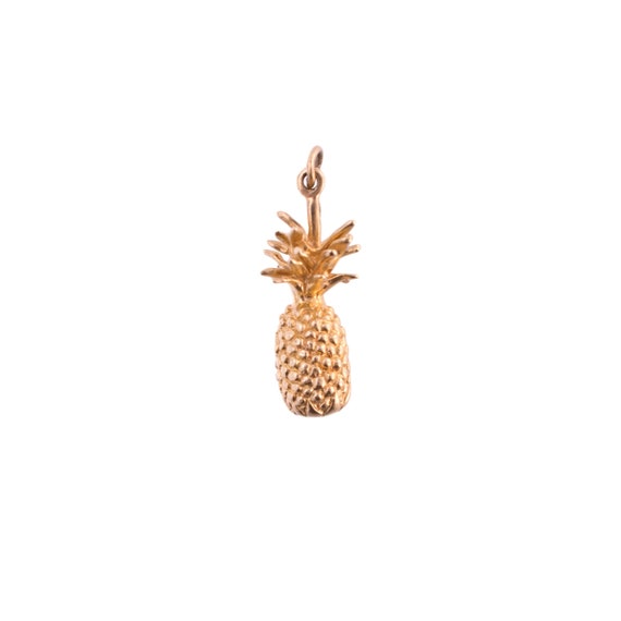 14K Gold Small Solid Pineapple Charm - image 1