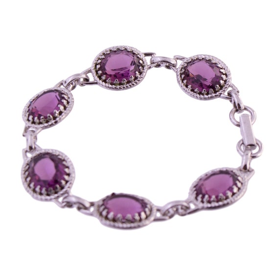 Danecraft Sterling Purple Stone Bracelet - image 1