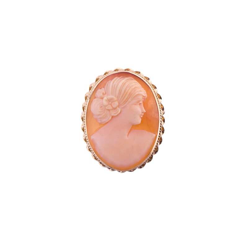 Vintage 14k Shell Cameo Brooch image 1