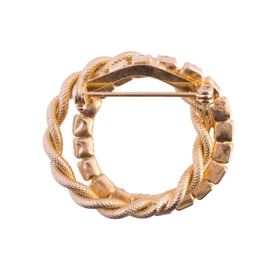 Gold Plated Interlocking Circle Brooch - image 2