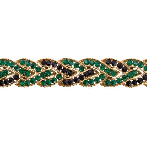 Trifari Green and Black Rhinestone Bracelet - image 3