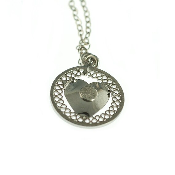 SALE--Silver Filigree Heart Necklace - image 3