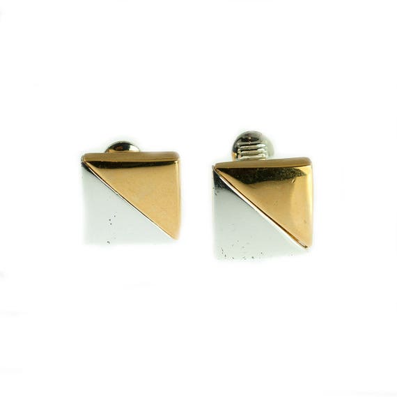 Two Tone Square Earclips
