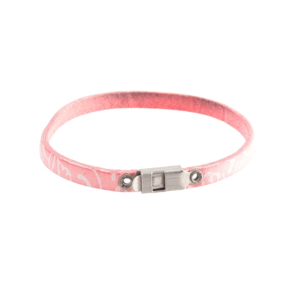 Pink Patterned Leather Bracelet - image 2