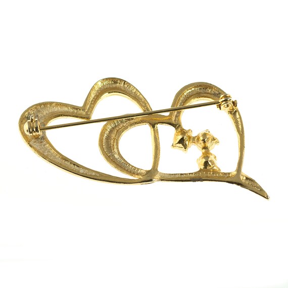 Interlocking Heart Rhinestone Brooch - image 2