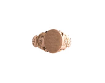 Vintage 10k Yellow Gold Floral Signet Ring