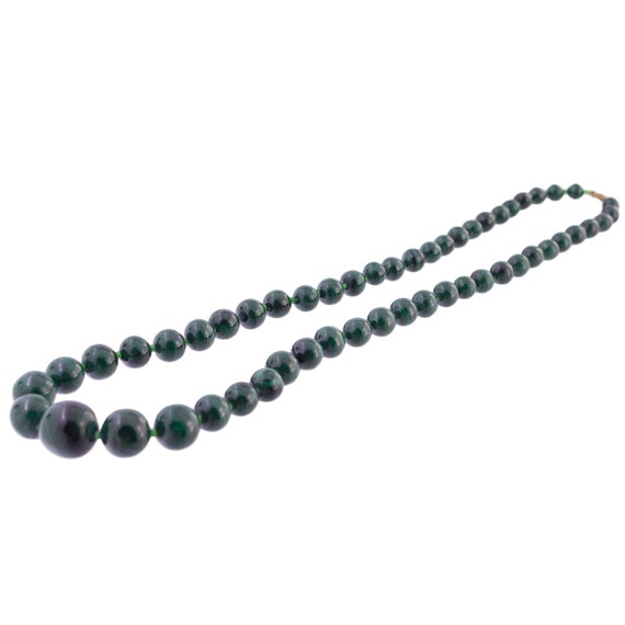 Green Glass Graduated Bead Necklace Gem