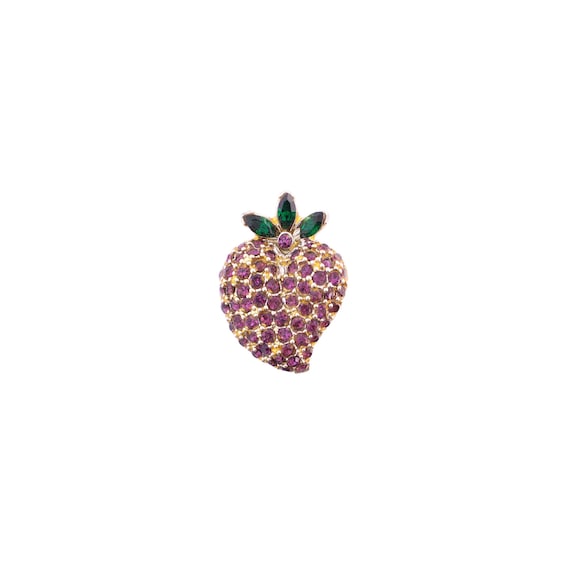 Rhinestone Strawberry Brooch - image 1