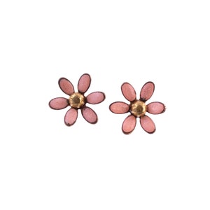 Pink Flower Stud Earrings