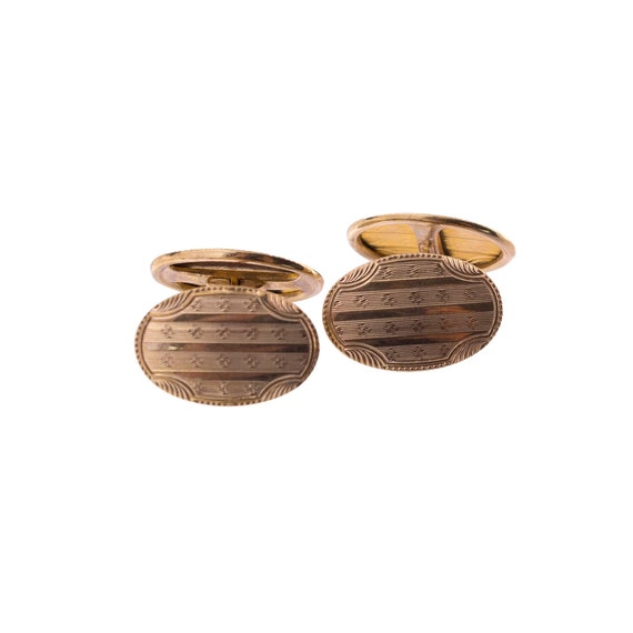 14K Gold Textured Oval Cuff Links