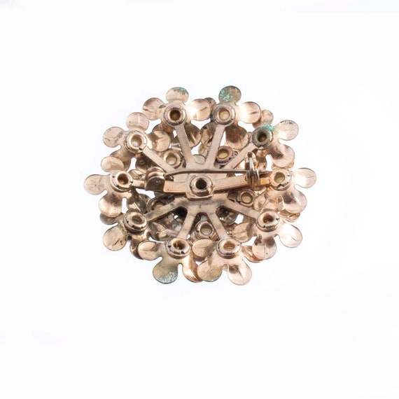 White Rhinestone and Faux Pearl Brooch - image 2