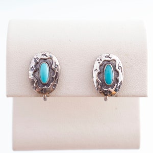 Sterling Oval Turquoise Western Earrings