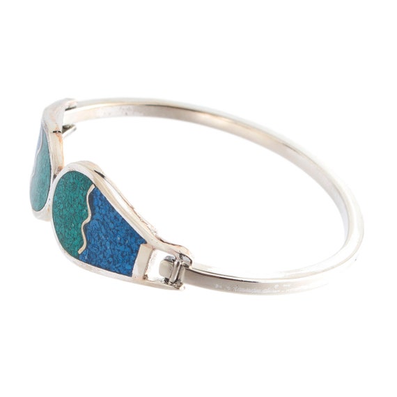 Turquoise Composite Silver Bangle - image 2