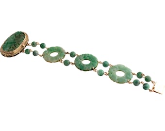 Carved Jade Link Bracelet