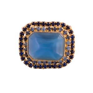 Blue Rhinestone Halo Brooch