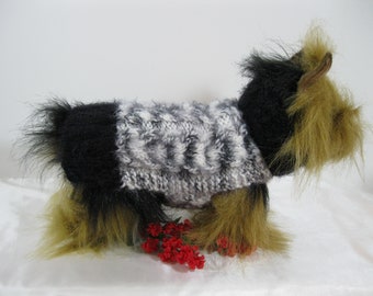 Small Dog Sweater hand knit in a luxurious and warm alpaca yarn.  Super cozy and stylish.