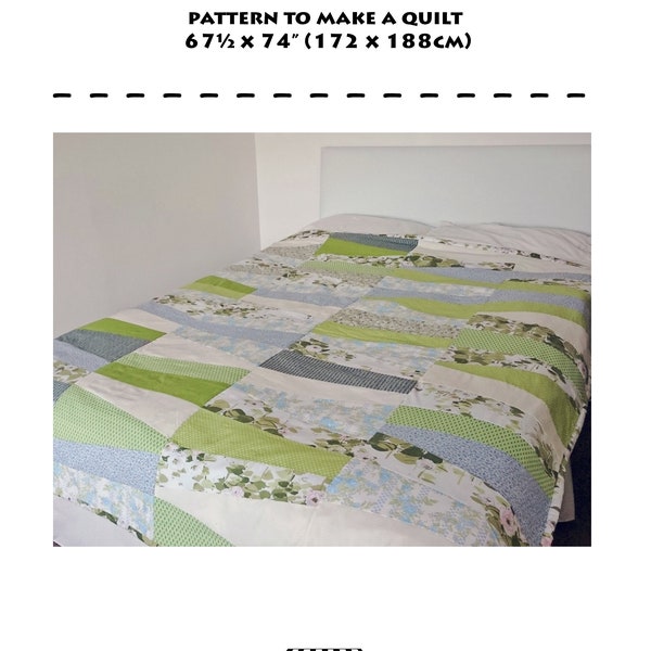 Quilt pattern for a double-bed quilt, using fat quarters, cut and mix the layers to create 'sliced' blocks, 'A Slice of Pie' PDF