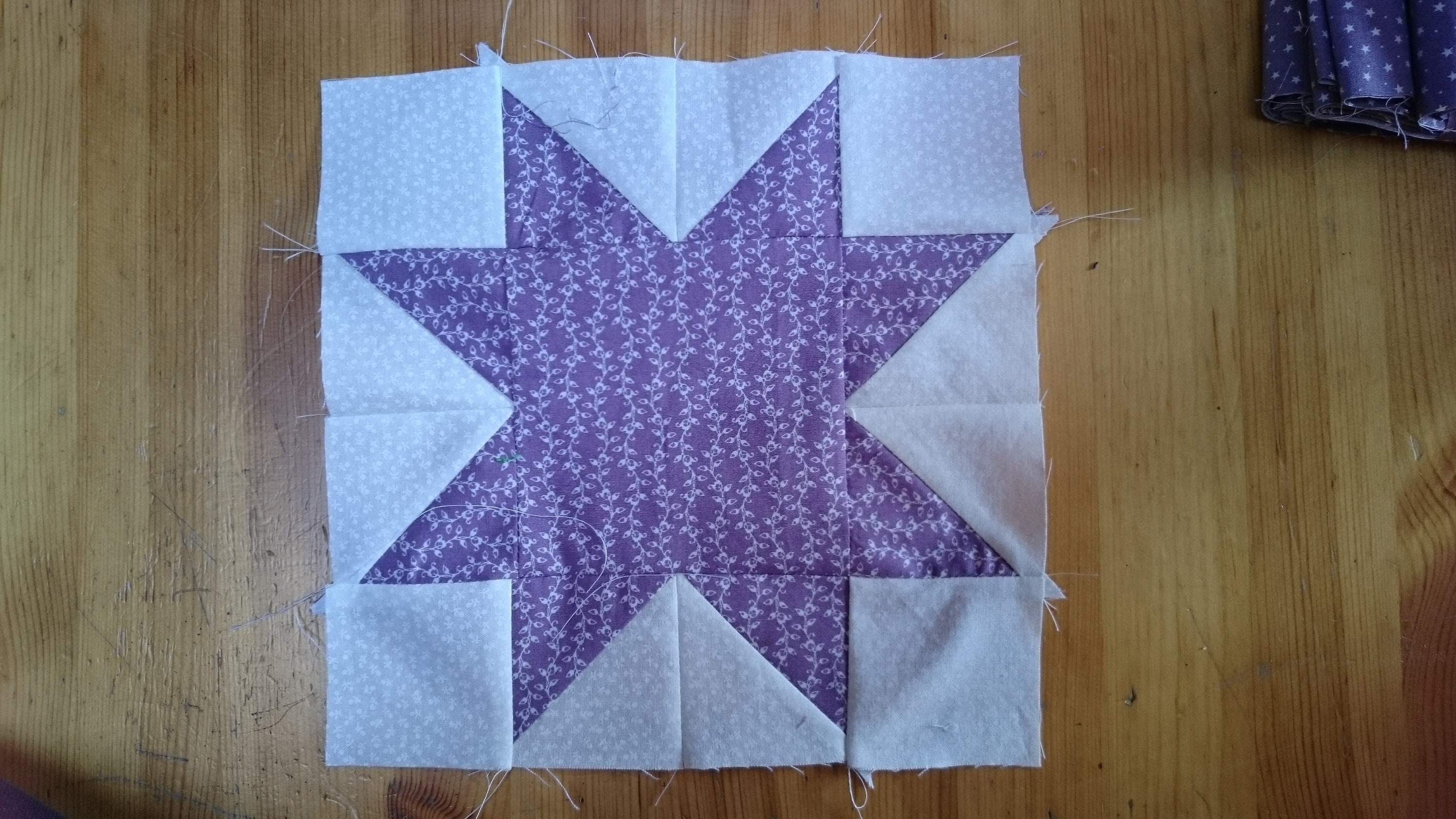 Quilt Pattern Double Bed Medallion Quilt, Star Blocks, Blue, Purple