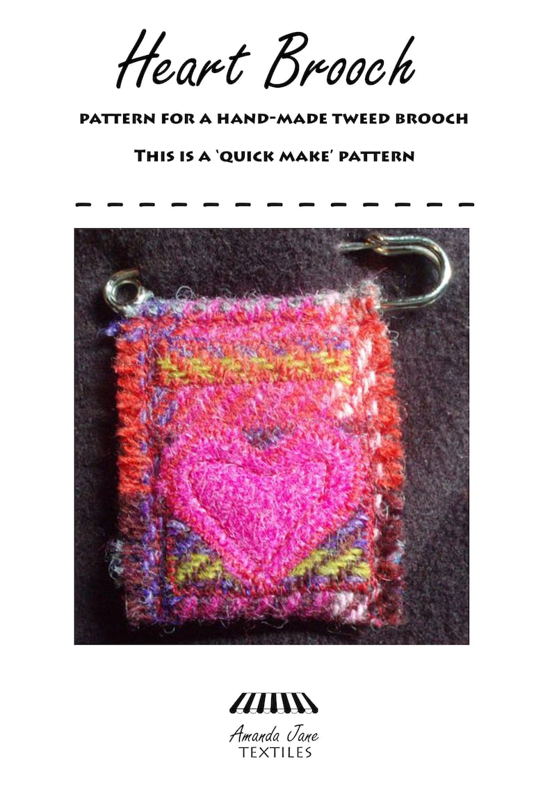 Sewing pattern: fabric brooch quilting sewing tweed brooch image 1
