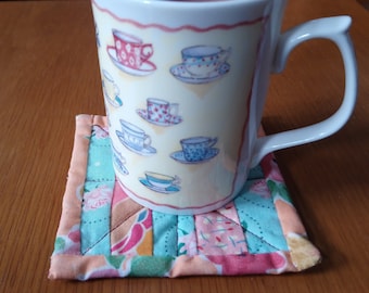 Quilt pattern: mug mat, 'quick make', PDF 'Quilted Coaster'