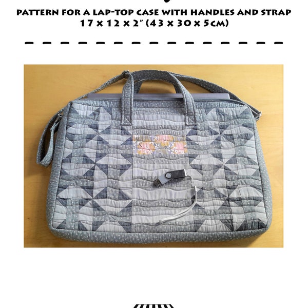 Quilt pattern: computer bag laptop bag laptop case with handles & long strap quilting, sewing, pink grey PDF 'A Hint of Pink'