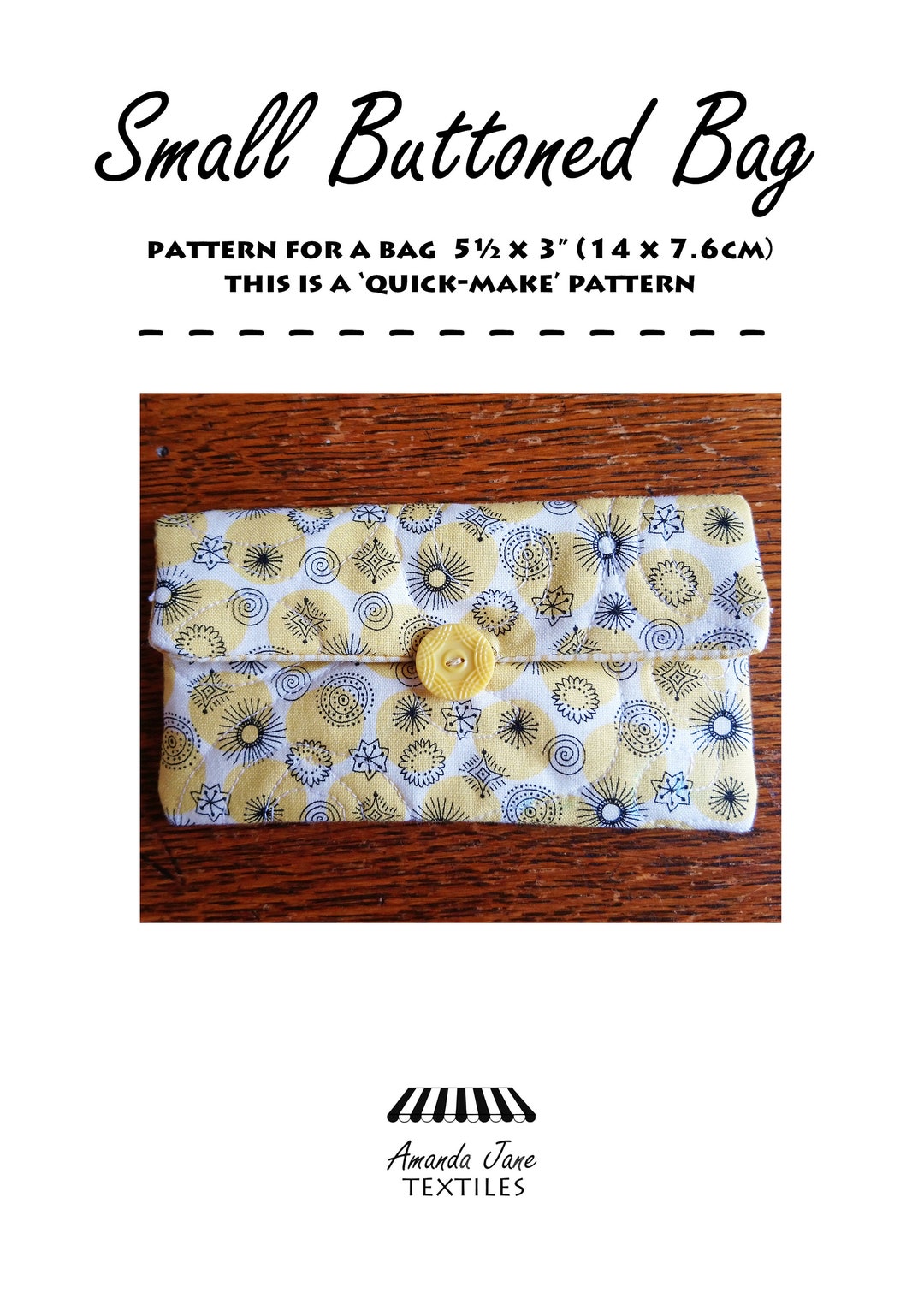 Quilt Pattern Small Bag With Button Fastening Free Machine Etsy