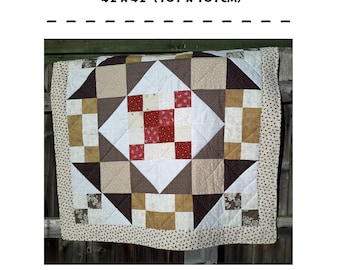 Quilt pattern: lap quilt,throw, autumn shades, classic design, exactly 100 pieces in quilt top, instant download PDF 'The One Hundred Quilt'