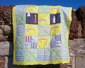 Padrão de colcha: cama de solteiro/duas camas de solteiro, tema praiano, PDF 'Boas Festas'