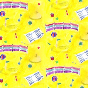 Quilt pattern: single twin bed, beginner-friendly, child's quilt, seaside holiday theme, yellow, blue, PDF 'Happy Holidays' image 5