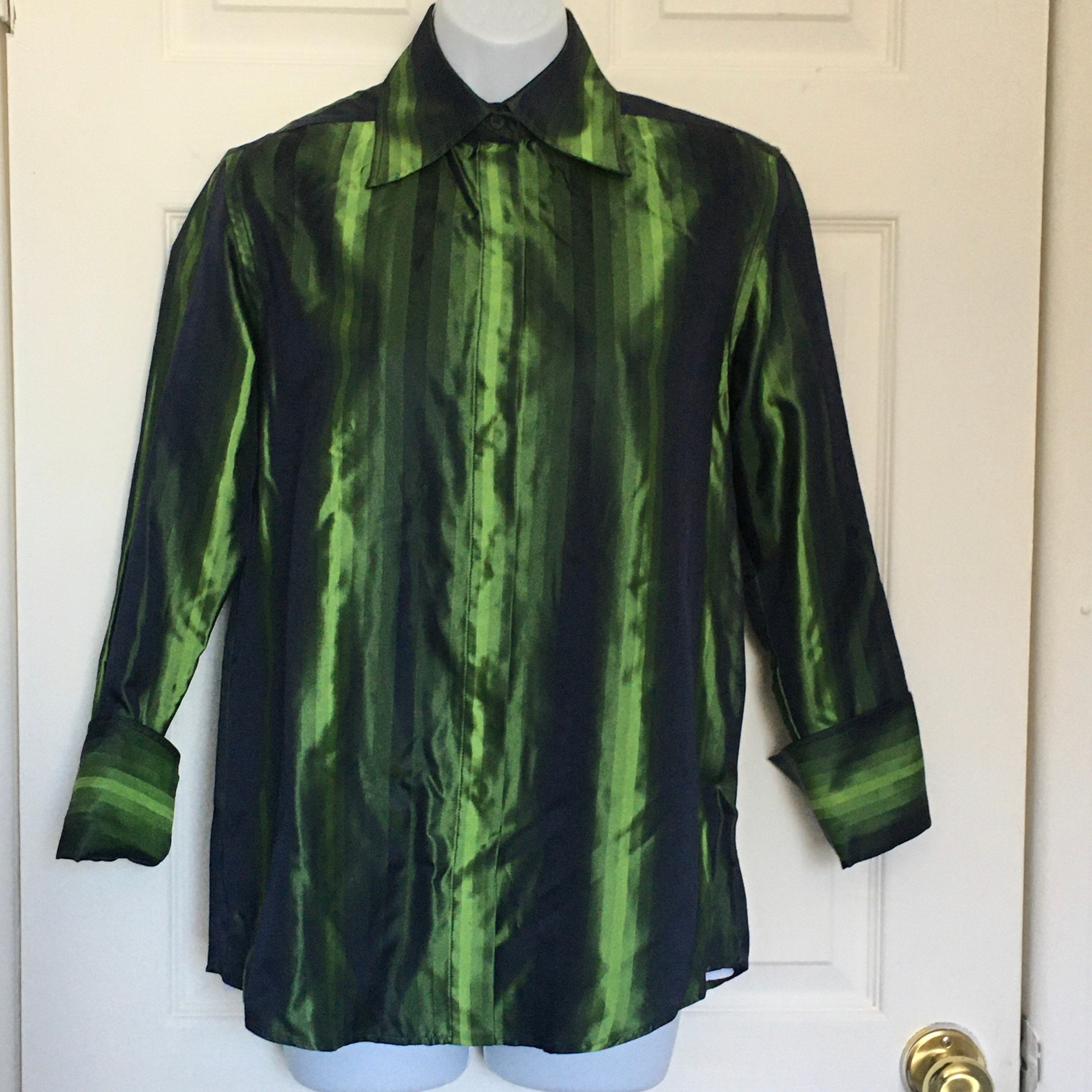 Vintage Gucci Silk Blouse, Green Ombre Button Down, Size 38 - Etsy