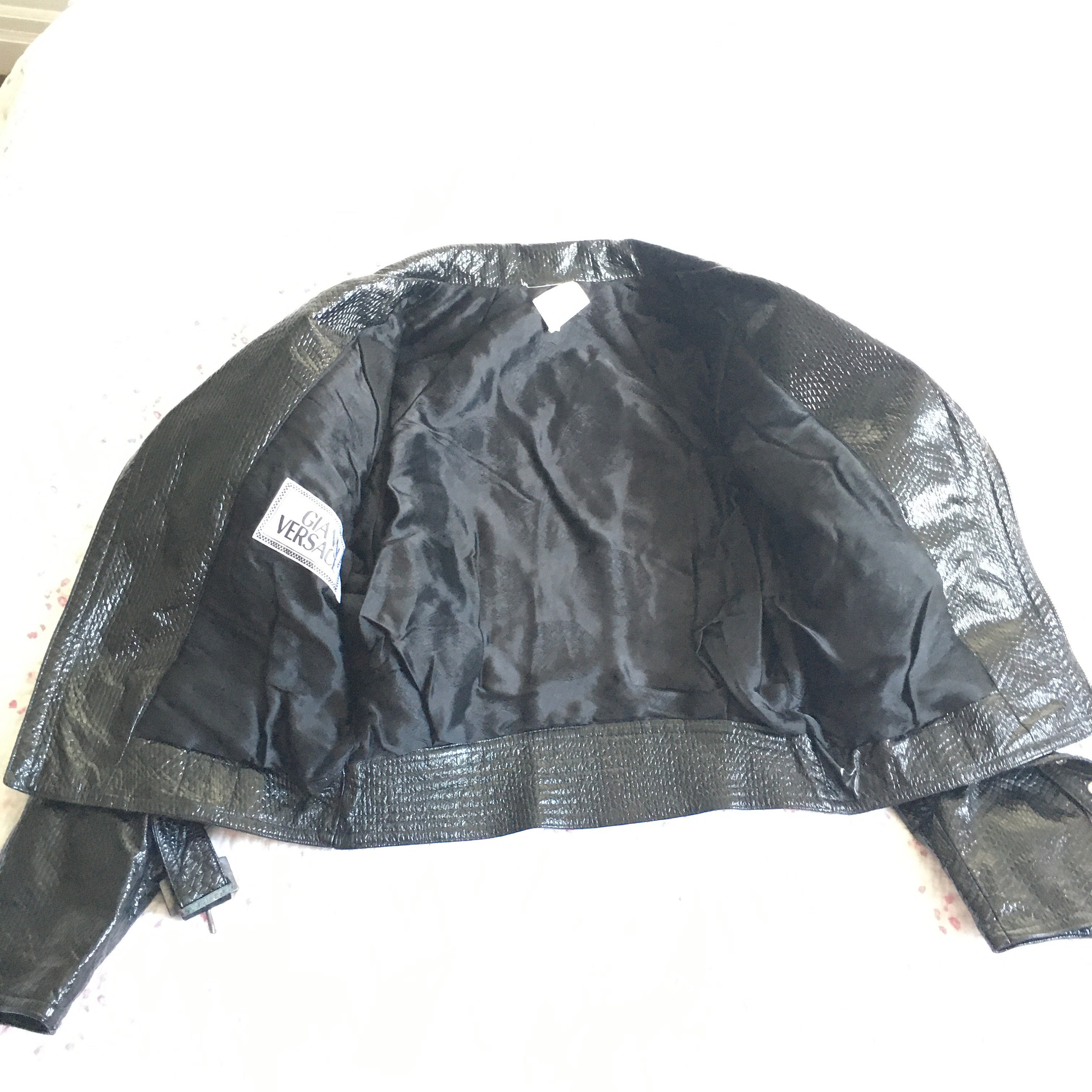 Vintage 1990's Authentic Gianni Versace Black Leather Jacket Size