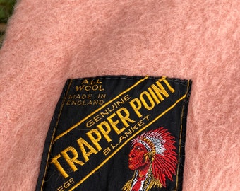 Vintage Eaton’s Trapper Point 4 Point Pink All 100% Wool Blanket 74x88 Double Queen Throw Made in England