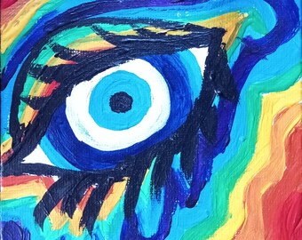 Evil Eye Art - Eye of Horus Art - Sunset Art 4 x 4