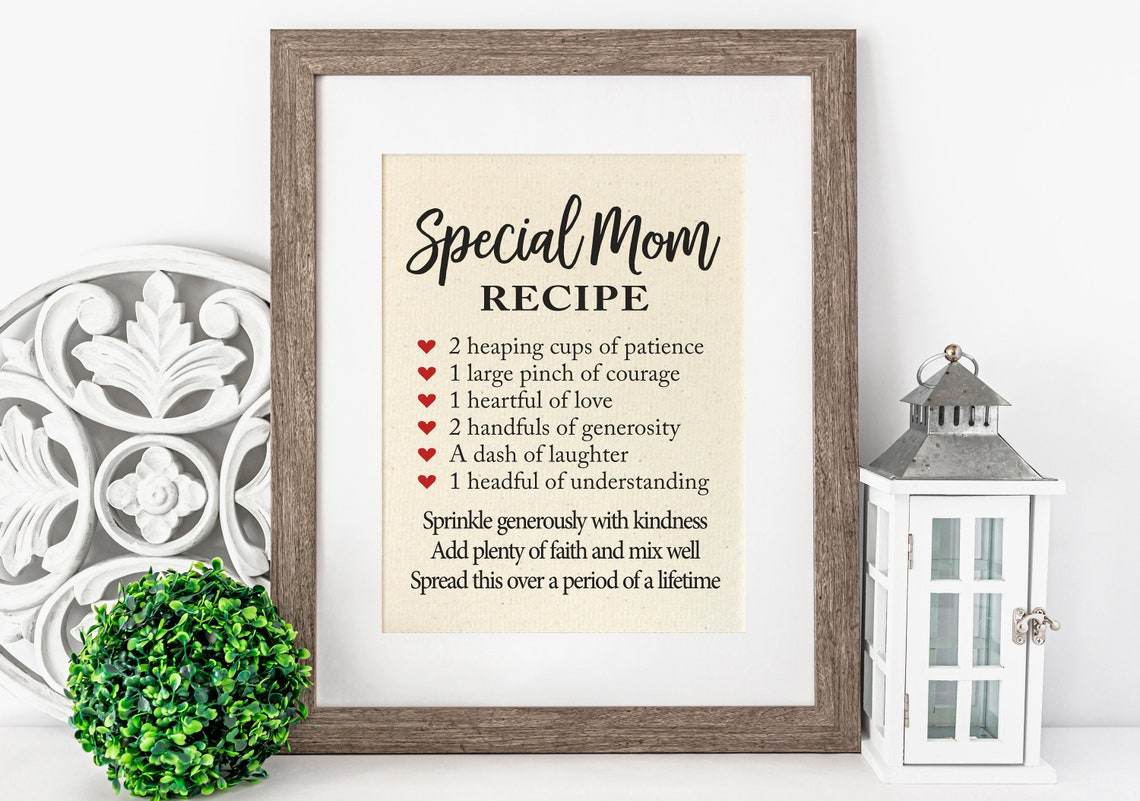 Recipe for a Special Mom Recipe for Mom Personalization | Etsy