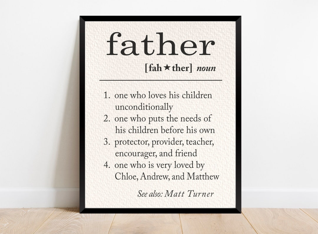Definition of Father Definition Print Fathers Day Gift for Dad Etsy