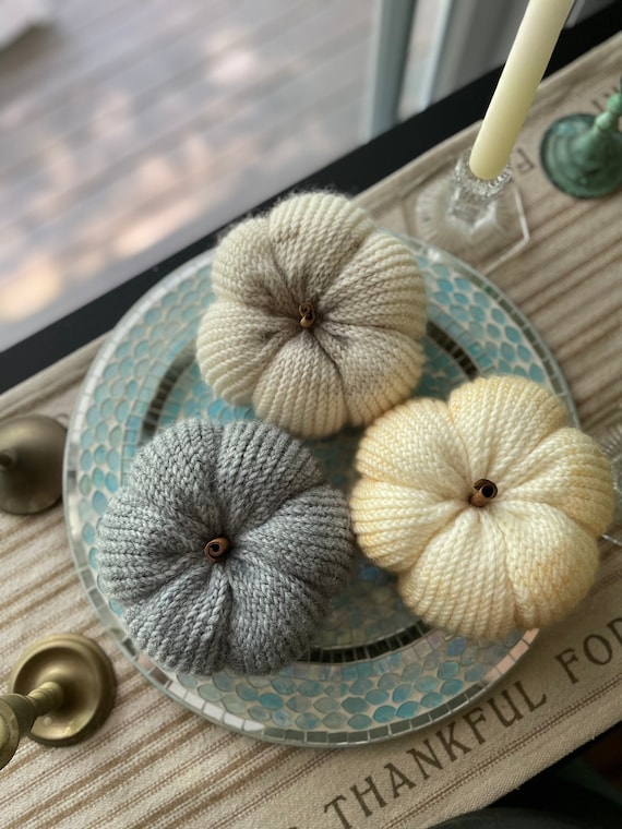 Knit Pumpkin, fall decor, autumn harvest decor, living room, halloween decor, rustic home, thanksgiving decoration, modern farmhouse,