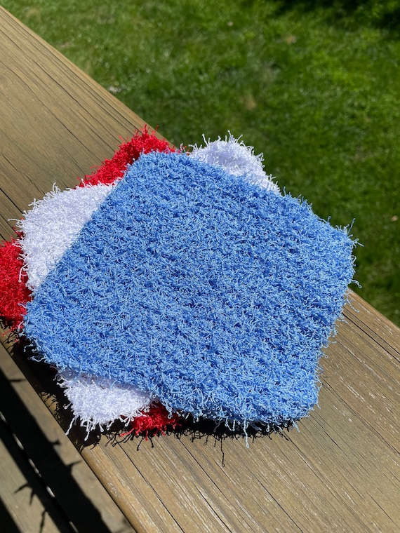 Scrubby for dishes, scrubby dish cloth, Patriotic Bundle, 4th of July decor, party favors, for soap, exfoliator for shower, Memorial Day
