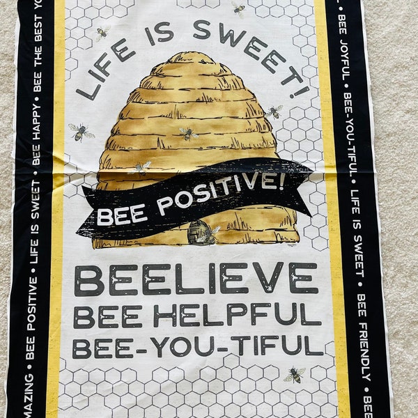 Bee’s Life Panel by Riley Blake Designs - Beehive Honeycomb Bees Honeybees Sayings - Quilting Cotton Fabric-1 panel