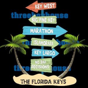 Florida Keys Keine schlechten Entscheidungen PNG Datei zum Drucken **Marathon*Key West*Islamorada Big Pine Key, Key Largo, Südlich des Punktes--Digital