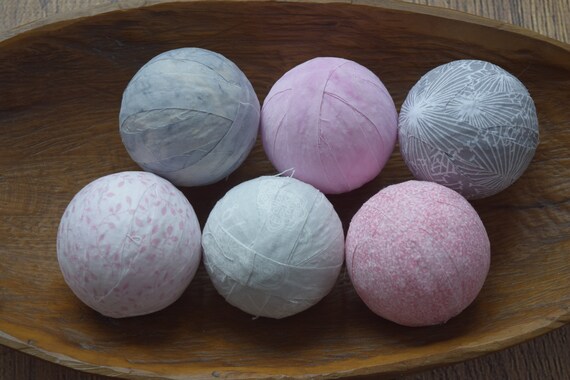 Pink And Grey Decorative Fabric Rag Balls Bowl Fillers Set Etsy