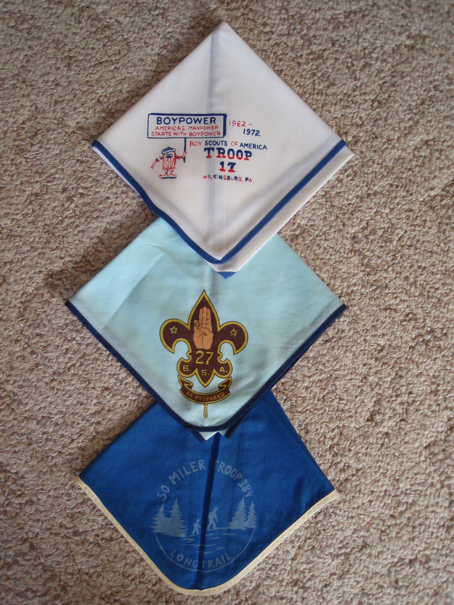 Lot of Three 1970's Boy Scout Scarves Scarf Vintage Art Etsy