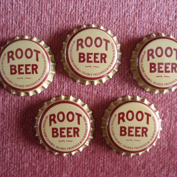 Lot of 5 Cork Lined Metal Bottle Caps Root Beer Soda Pop Unused f1892