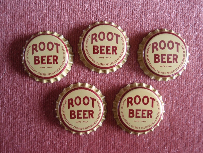 Lot of 5 Cork Lined Metal Bottle Caps Root Beer Soda Pop Etsy