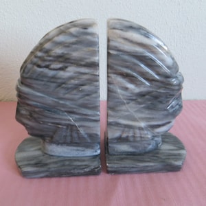 Marble Stone Bookends Indian Chief Bust Home and Living Decor Bookends MD h9