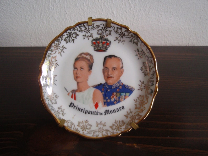 Porcelain Souvenir Plate Principaute of Monaco Monte Carlo Princess Grace Prince Rainier Memorabilia Souvenir f1856