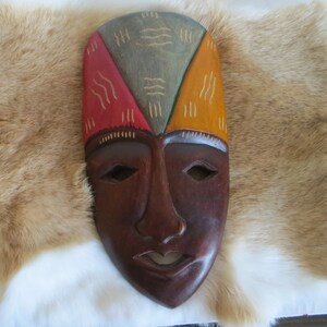 Carved Wood Mask Face Decorative Souvenir Wall Hanging Decor MD h293