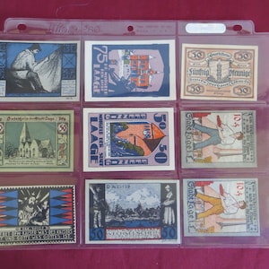 Antique Nine German Paper Money Notgild Art and Collectibles Coins and Money. MD g2440