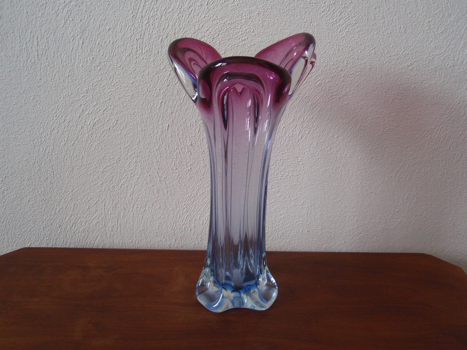 Vase Murano Hand Blown Art Glass 10 Inch Pink and Blue Home Etsy